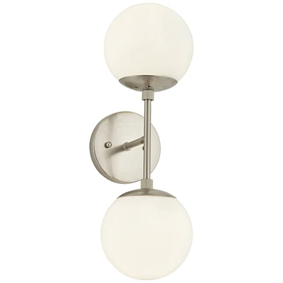 Possini Euro Design Oso Mid Century Modern Wall Light Sconce Brushed Nickel Silver Hardwired 6" Wide 2