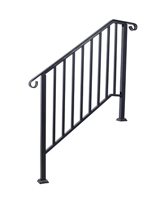 Simplie Fun 3-Step Handrail Durable Steel with Powder Coating and Easy Installation