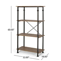 Streamdale Furniture Modern Industrial 4-Layer Faux Wood Bookshelf with Iron Frame