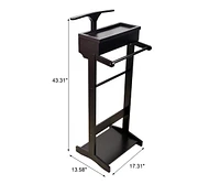 Streamdale Furniture Black Portable Garment Rack, Clothes Valet Stand with Storage Organizer