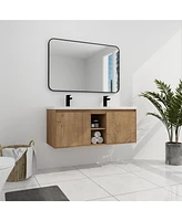 Simplie Fun 48" Wall Mounted Bathroom Vanity With Double Sink, Soft Closing Door Hinge