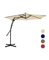 Mondawe 10 ft. Square Cantilever Outdoor Market Umbrella with 24 Light Beads and Based Stand Included