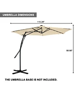 Mondawe 10 ft. Square Cantilever Outdoor Market Umbrella with 24 Light Beads and Based Stand Included