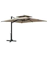 Mondawe 10ft Patio Double Top Bright Umbrella 360 Rotation Umbrella, Grey