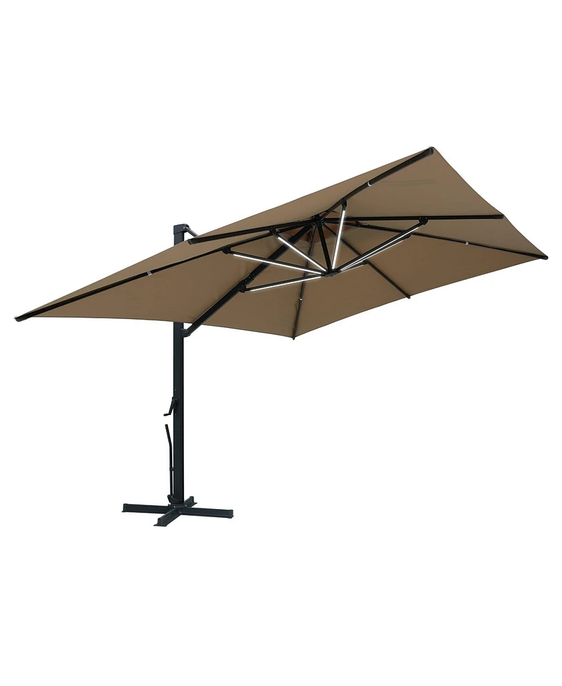 Mondawe 13ft Patio Double Top Bright Umbrella 360 Rotation With Removable Led, Grey