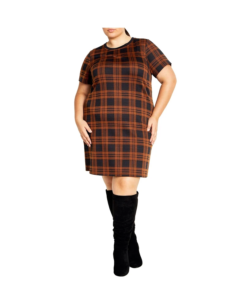 City Chic Women's Check Love Shift Mini Dress