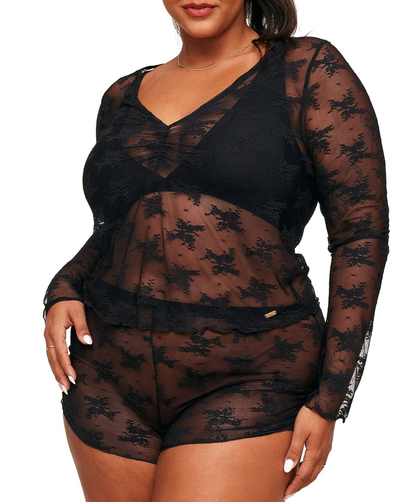 Adore Me Plus Gwendlyn Lace Top And Shorts Set