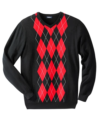 KingSize Big & Tall V-Neck Argyle Sweater