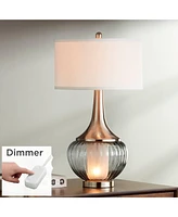 360 Lighting Courtney 28 1/2" Tall Modern End Table Lamp Night Light Table Top Dimmer Gray Brushed Nickel Finish Glass Metal Single White Shade Living