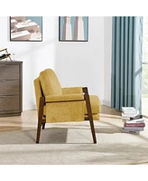 Streamdale Furniture Mid-Century Modern Velvet Accent Armchair, Yellow