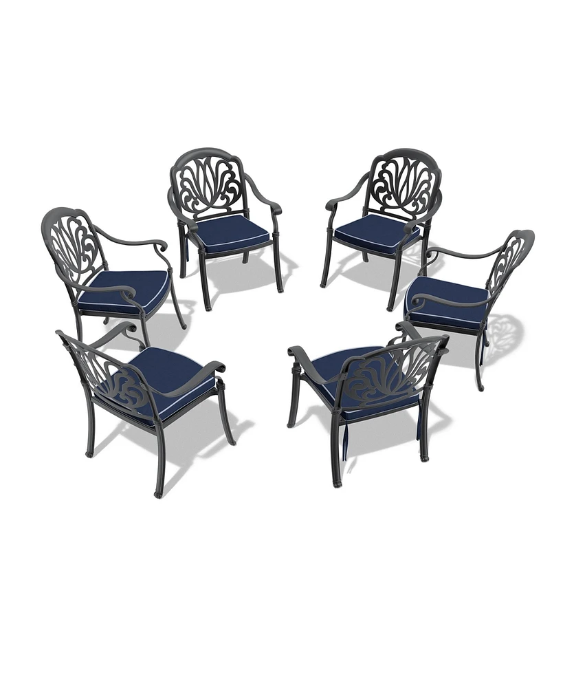 Simplie Fun Elegant Black Aluminum Armchair with Cushions