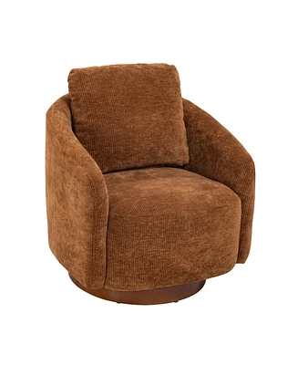 Simplie Fun Cozy and Stylish Swivel Accent Chair with Embossed Velvet Upholstery and Walnut Base