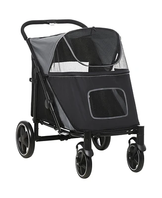 PawHut One-Click Foldable Dog Stroller for M L Dogs, Pet Stroller,