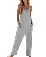 Cupshe Women's Grey Sleeveless Scoop Neck Loose Leg Jumpsuit