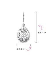 Bling Jewelry Small Round Circle Family Tree Of Life Stud Earrings For Women Nature Wishing Tree Sterling Silver