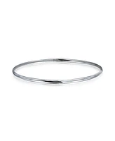 Bling Jewelry Plain Simple Dome Edge Layering Stacking Thin 2MM Shinny Sterling Silver Bangle Bracelet For Women