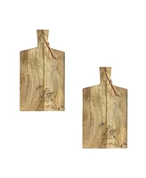 Slickblue Natural Mango Wood Cutting Board With Etched Floral And Bee Design (Set of 2)