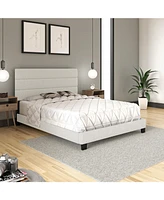 Boyd Sleep Ravenna Upholstered Linen Platform Bed With Tri-Channel Headboard