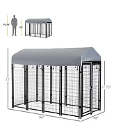 PawHut Medium Dog Cage Crate Pet Kennel House Metal Playpen Patio Shelter w/Roof