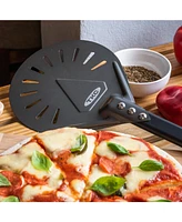 The Kitchen Chef Tkc 8" Perforated Pizza Peel - Professional Aluminum Pizza Turning peel - Long Handle Metal Pizza Spatula for Indoor and Outdoor