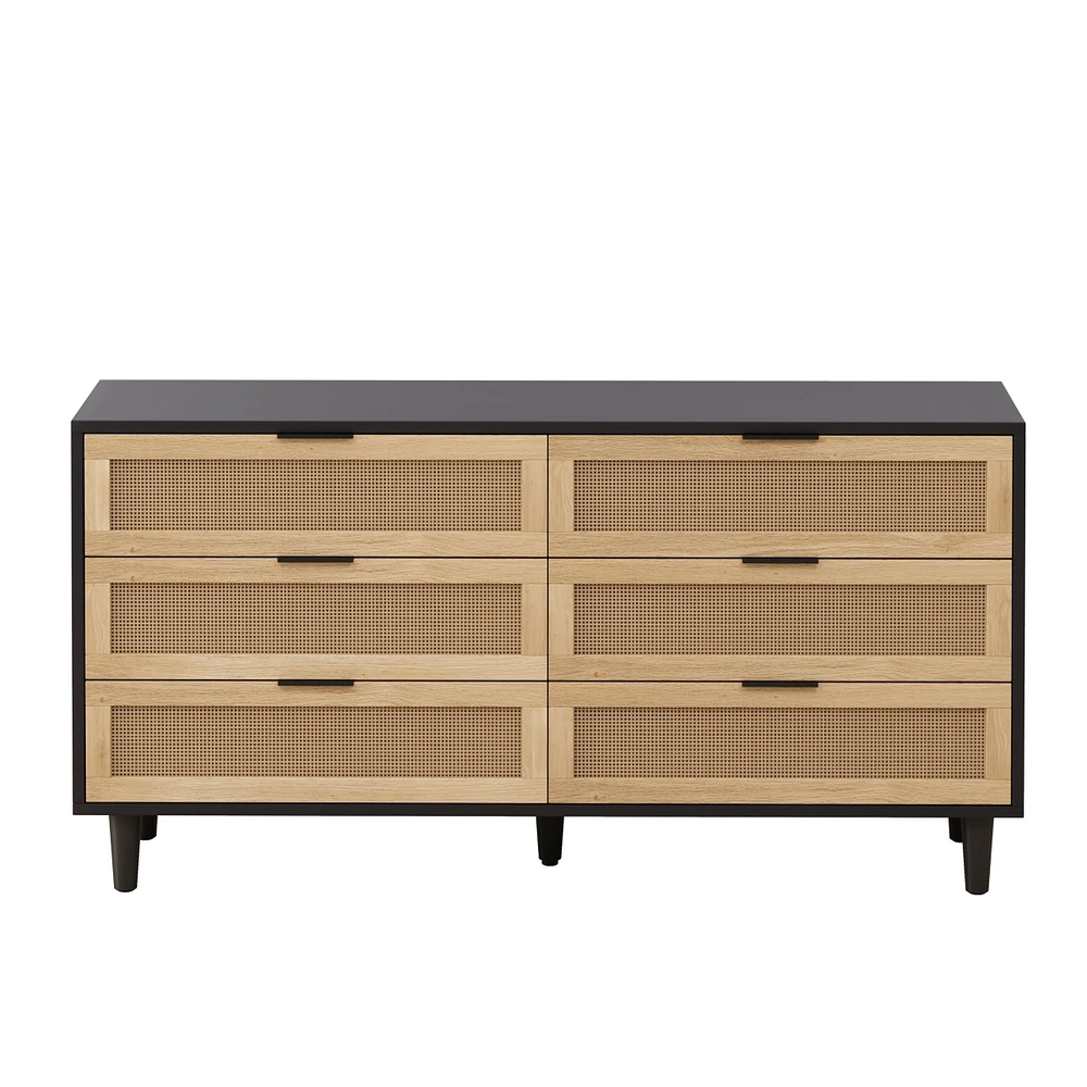 Simplie Fun Natural Rattan Dresser with Anti-Tip Design and Ample Storage