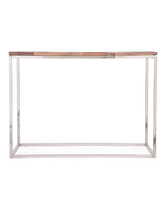 Simplie Fun Boho Glam Console Table Handcrafted Recycled Wood & Silver Steel