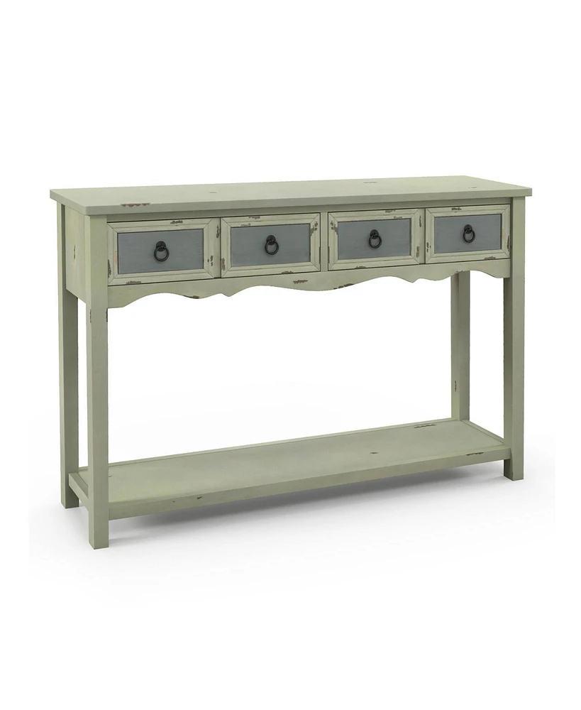 Slickblue 48 Inch Farmhouse Console Table with 2 Drawers and Open Storage Shelf for Hallway