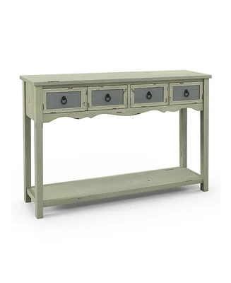 Slickblue 48 Inch Farmhouse Console Table with 2 Drawers and Open Storage Shelf for Hallway