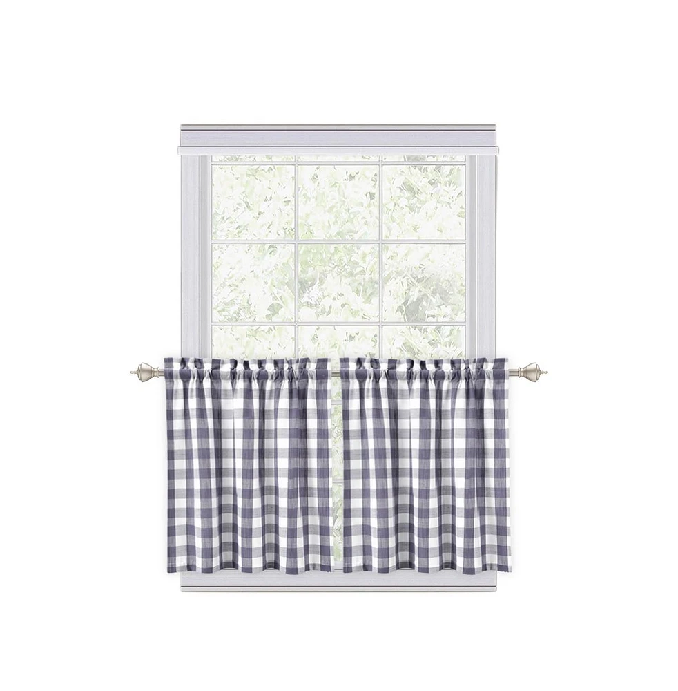 Caromio Yarn-Dyed Buffalo Plaid Kitchen Tier Window Curtain Pair