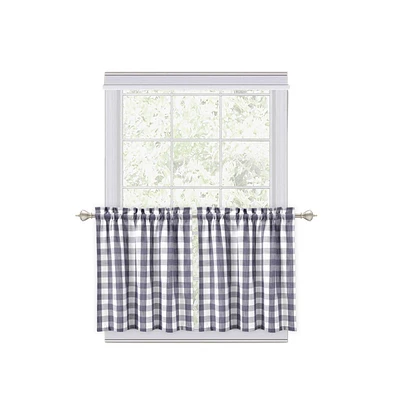 Caromio Yarn-Dyed Buffalo Plaid Kitchen Tier Window Curtain Pair