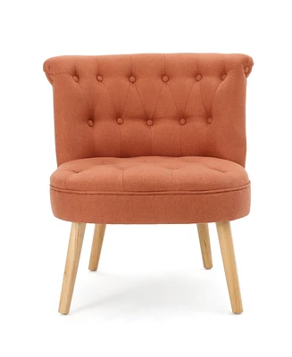 Simplie Fun Mid Century Modern Orange Tufted Button Accent Chair for Style and Comfort