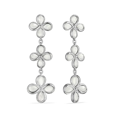 Judith Ripka Jardin Triple Drop Earrings with Mother of Pearl