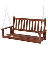 Slickblue 2-Person Wooden Outdoor Porch Swing with 500 lbs Weight Capacity