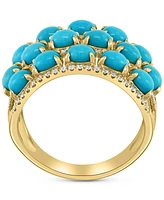 Effy Turquoise & Diamond (1/3 ct. t.w.) Multirow Statement Ring in 14k Gold