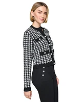 Karl Lagerfeld Paris Women's Houndstooth Cardigan