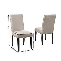 Streamdale Furniture Fabric Dining Chairs with Nailhead Trim, Set of 2, Tan