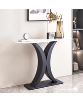 Streamdale Furniture Elegant Console Table with Sintered Stone Top and Metal Frame