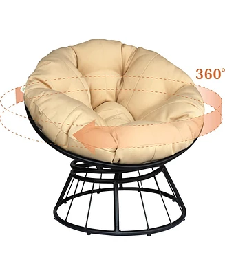 Streamdale Furniture 360° Swivel Papasan Chair with Uv-Resistant Cushion and Aluminum Frame