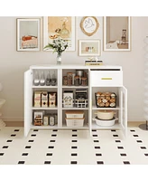 Simplie Fun White Mdf 47.24" Modern Buffet with Storage Cabinets