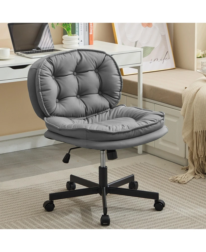 Streamdale Furniture Wide Seat Office Chair with Caster Wheels for Smooth Mobility and Enhanced Comfort