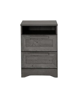 Simplie Fun Charming Rustic Nightstand with Faux Wood Finish for Earthy Ambiance