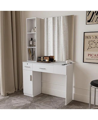 Simplie Fun Elegant Salon Station with Ample Storage and Classic White Finish