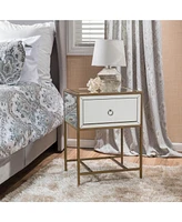 Streamdale Furniture Gleaming Mirrored Single Drawer Side Table for Natural Light Rooms