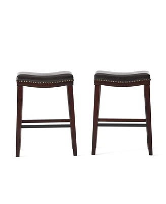 Simplie Fun Premium Leather and Rubberwood Bar Stool for Stylish and Durable Dining