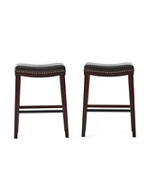 Simplie Fun Premium Leather and Rubberwood Bar Stool for Stylish and Durable Dining