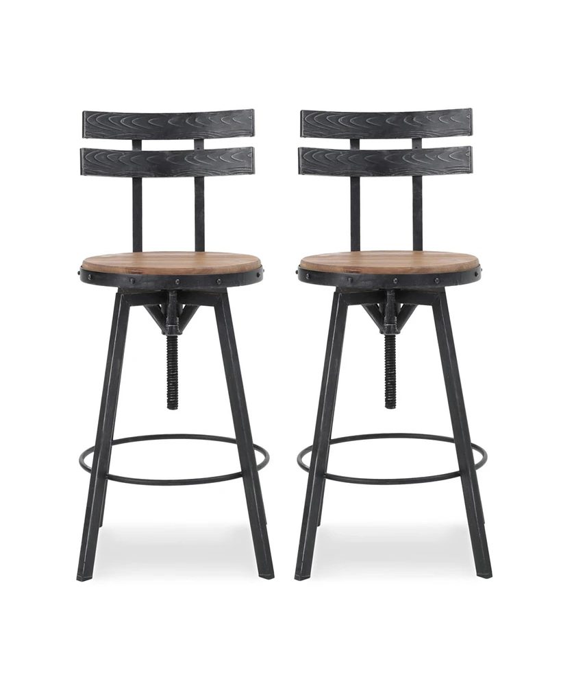 Simplie Fun Industrial Modern Barstools with Adjustable Swivel Seating