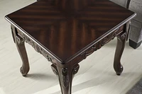 Streamdale Furniture Ornate Detailing Dark Cherry Finish Wood End Table