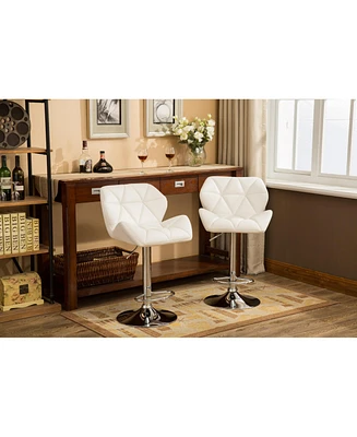 Simplie Fun Contemporary Tufted Adjustable Height Hidraulic Bar Stools, Set of 2, White