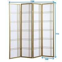 Streamdale Furniture Seto 4-Panel Room Divider Screen, Gold