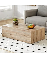 Simplie Fun Exquisite Mdf Coffee Table with Wood Grain Patterns and Easy Assembly